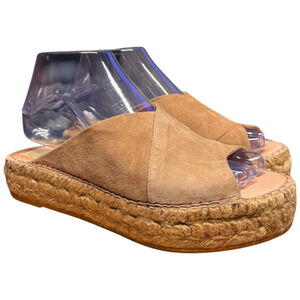 Gaimo Women's 6 Tan Suede Espadrilles Open Toe Wedge Low Platform